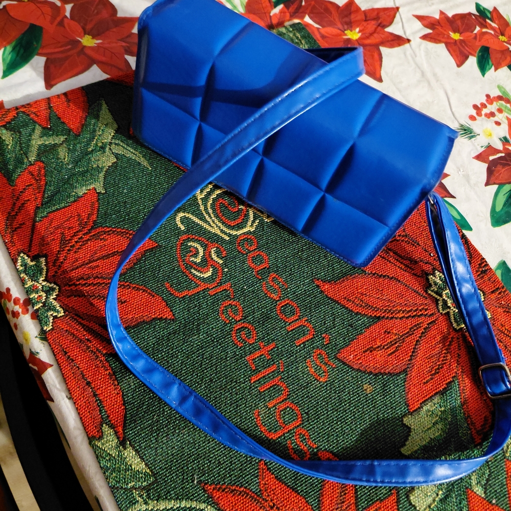 Blue Women's Quilted Crossbody Bag